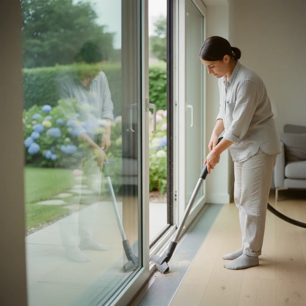 Entretien du rail de guidage d'une baie vitrée aluminium coulissante