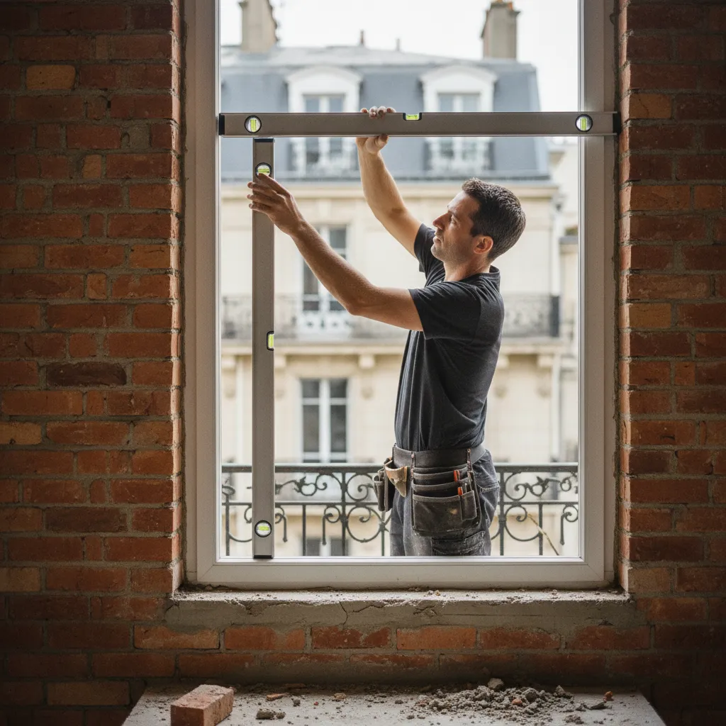 Pose professionnelle d'une fenêtre PVC sur mesure en dépose totale