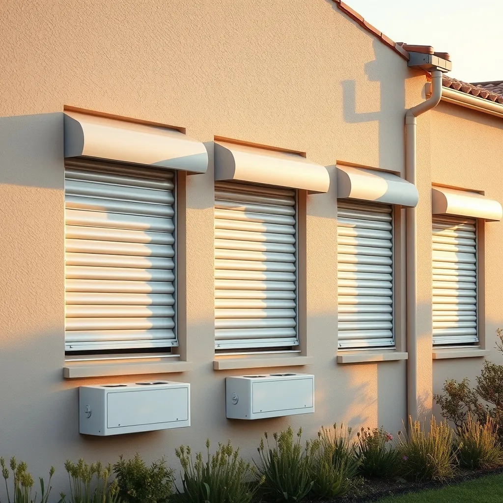 Trois volets roulants solaires en aluminium installés sur une maison rénovée