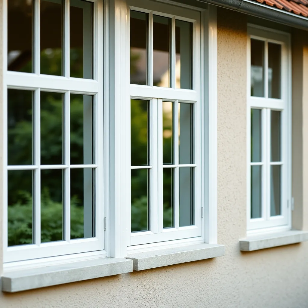Façade rénovée avec des fenêtres PVC double vitrage neuves