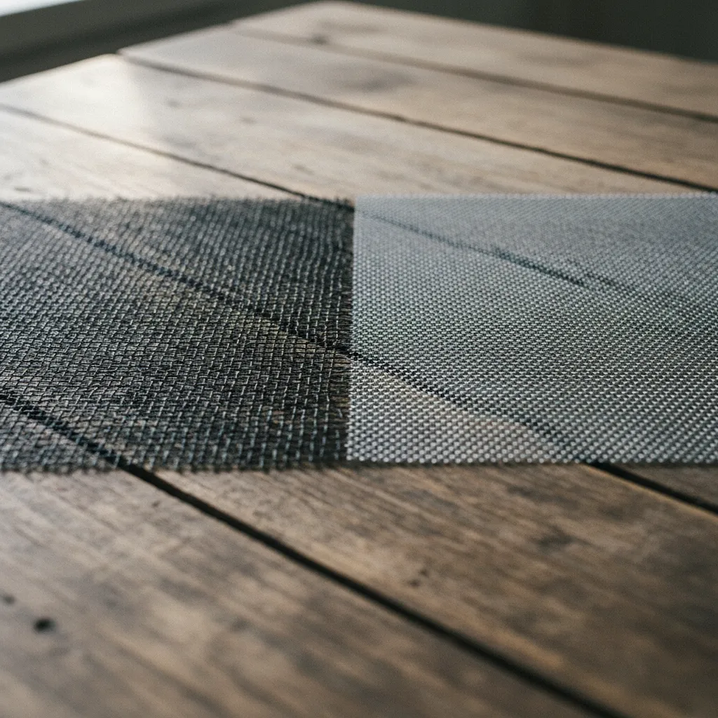 Échantillons de toiles de moustiquaire : fibre de verre, polyester et inox micro-perforé