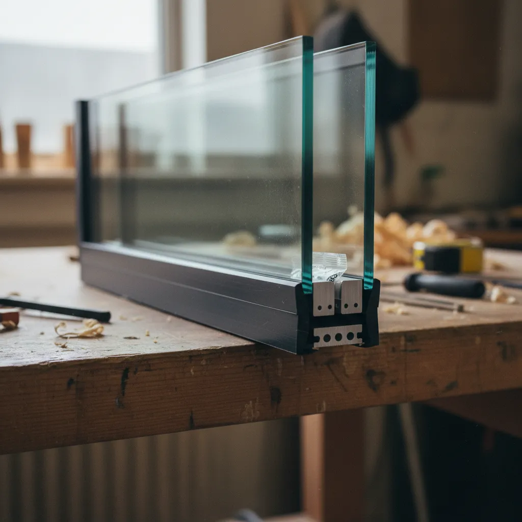 Détail d'un double vitrage à isolation renforcée avec intercalaire et remplissage argon