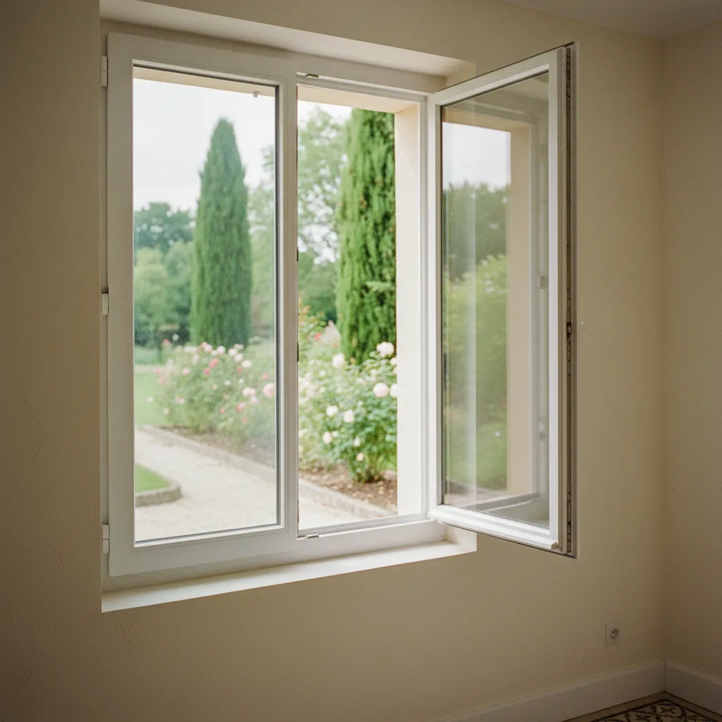 Fenêtre PVC double vitrage oscillo-battante après pose en dépose totale