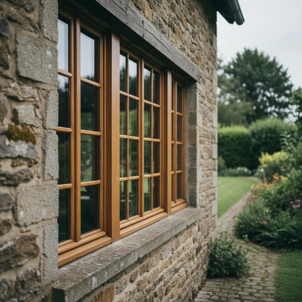 Façade d'une maison du Nord après rénovation complète des fenêtres bois double vitrage
