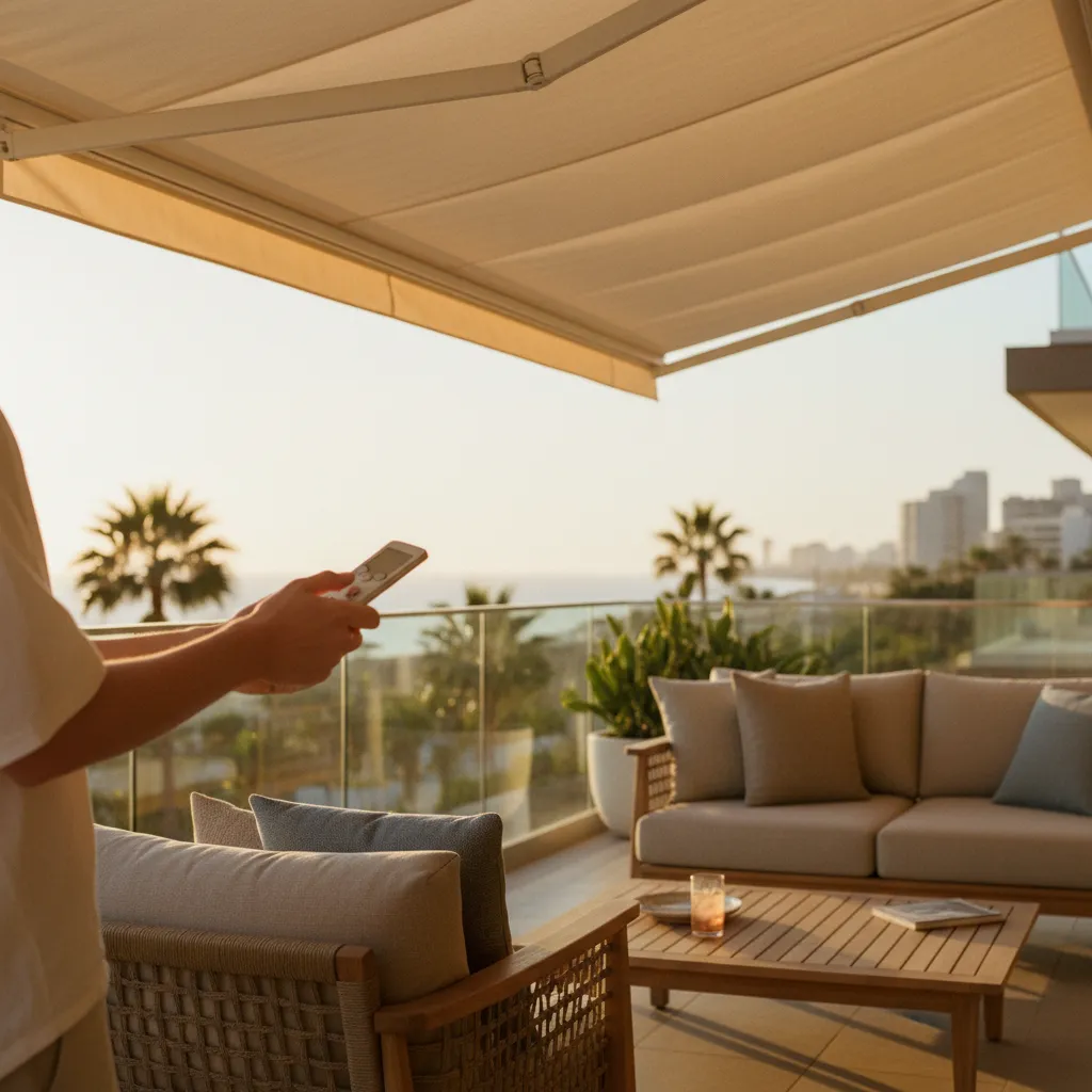 Pilotage du store banne motorisé par télécommande radio pour un confort d'utilisation optimal