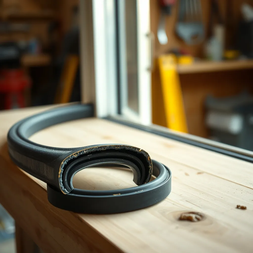 Comparaison entre un joint EPDM usé et son remplacement neuf sur l'établi