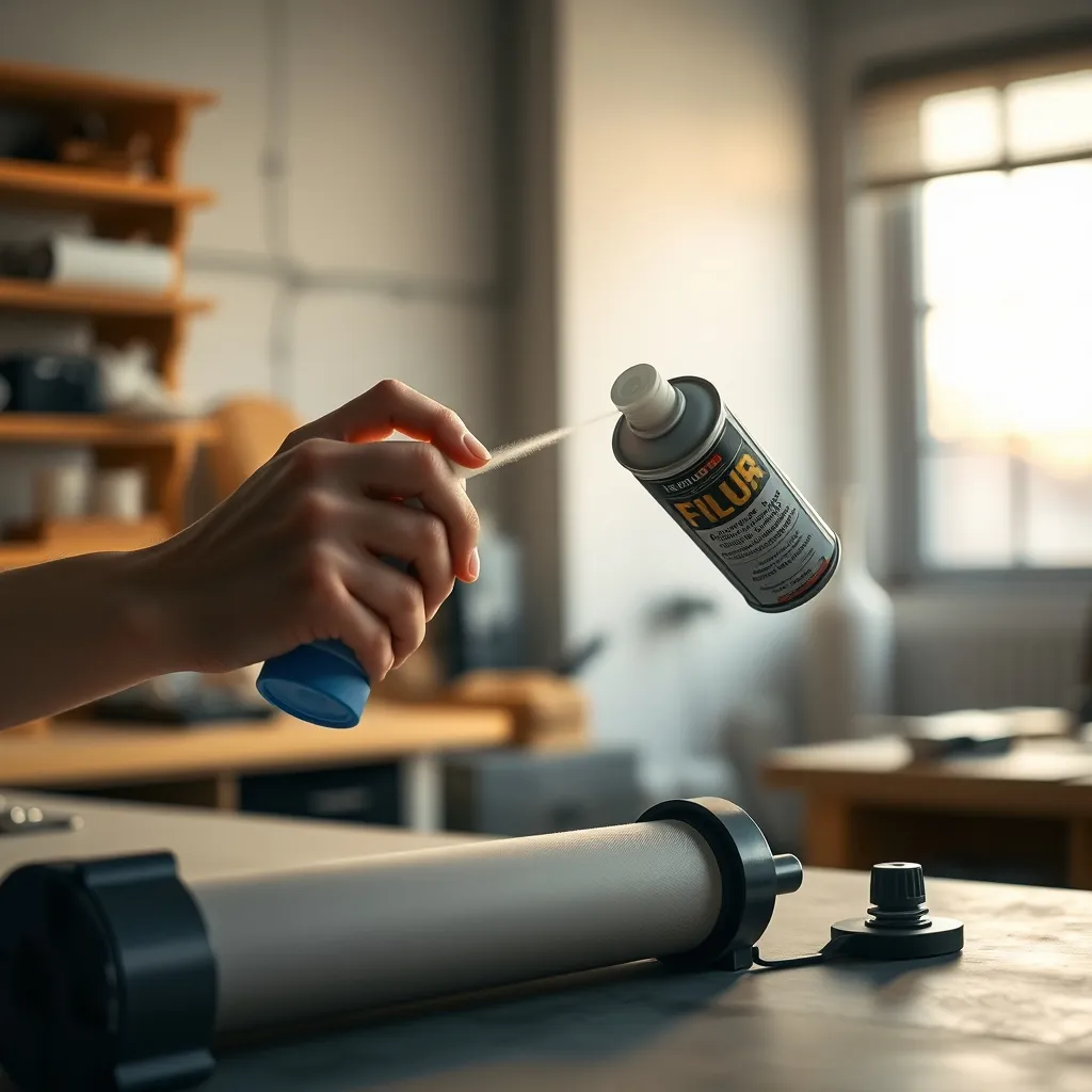 Application de lubrifiant silicone sur le mécanisme du store après réparation