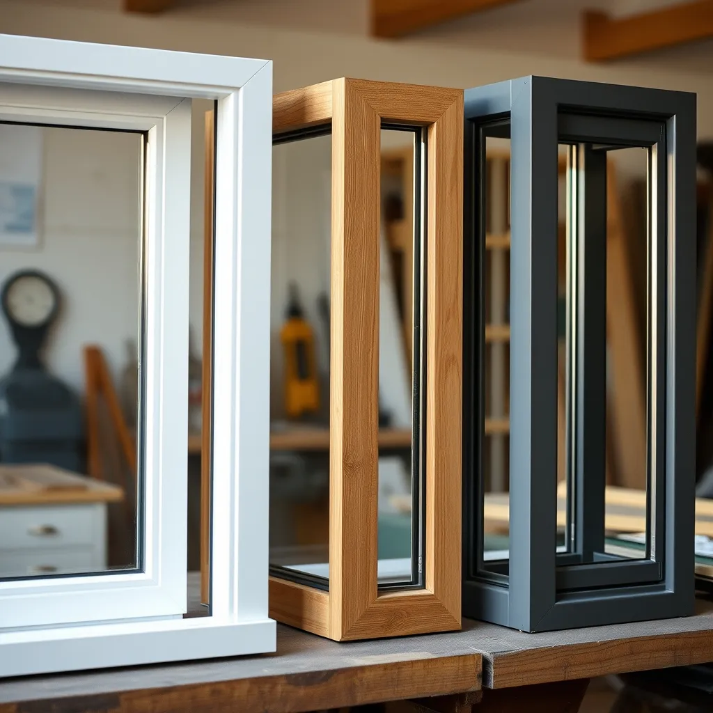 Comparaison des matériaux de fenêtres : PVC, bois et aluminium côte à côte