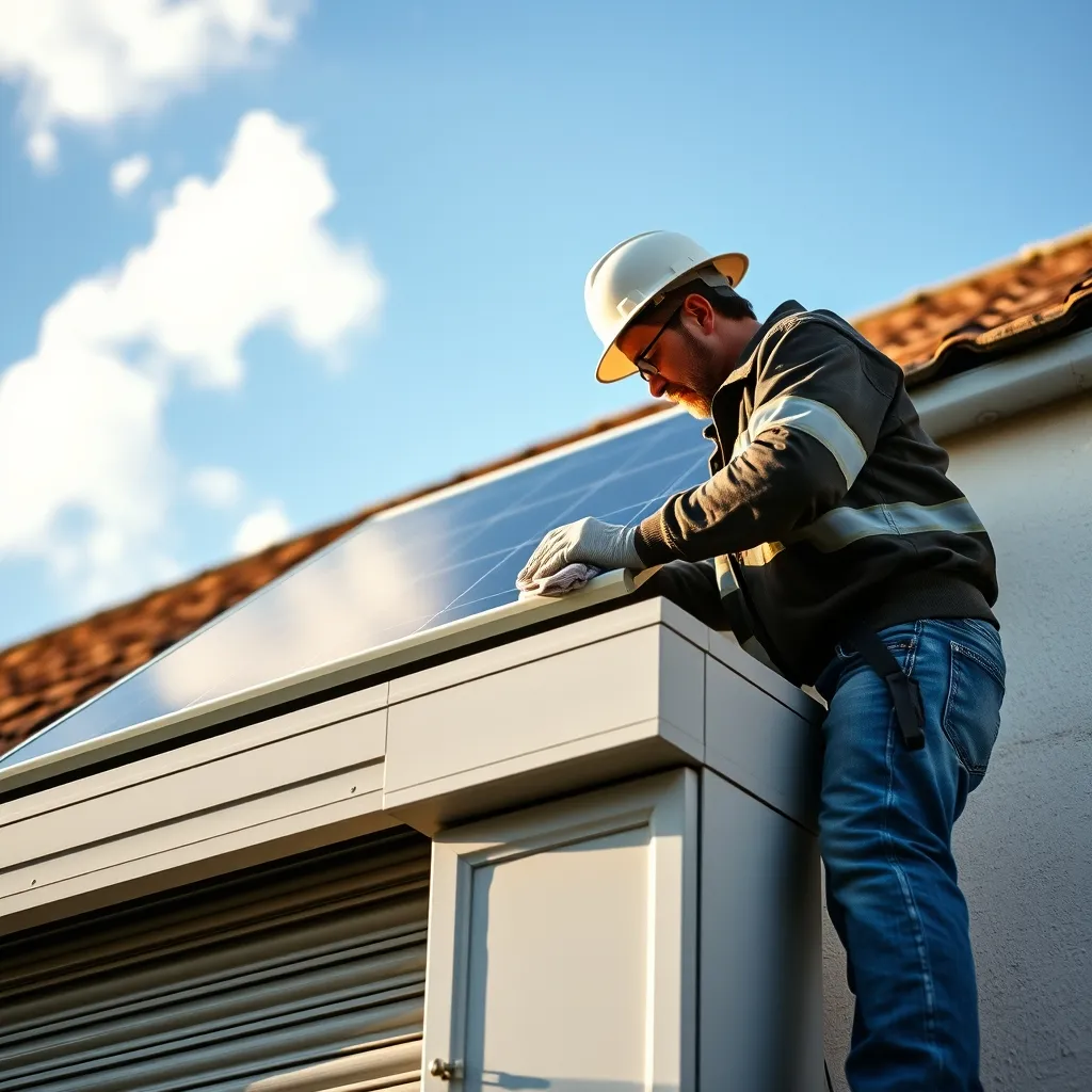 Nettoyage du panneau solaire d'un volet roulant pour optimiser la recharge de la batterie