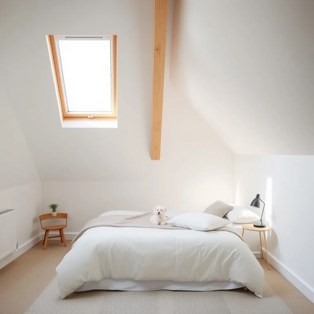 Combles aménagés avec deux fenêtres de toit fixes Velux pour un maximum de luminosité