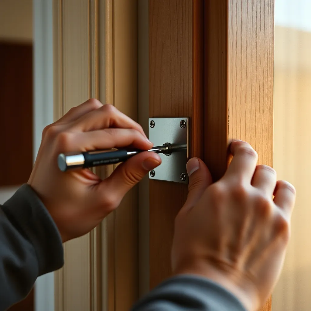 Fixation d'une gâche inox dans le montant d'une porte intérieure