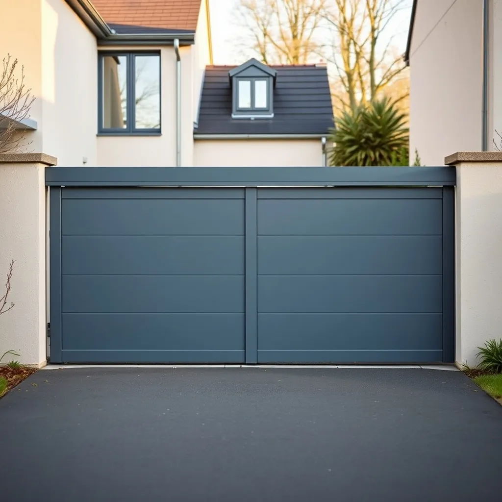 Portail coulissant et clôture aluminium gris anthracite en façade de maison