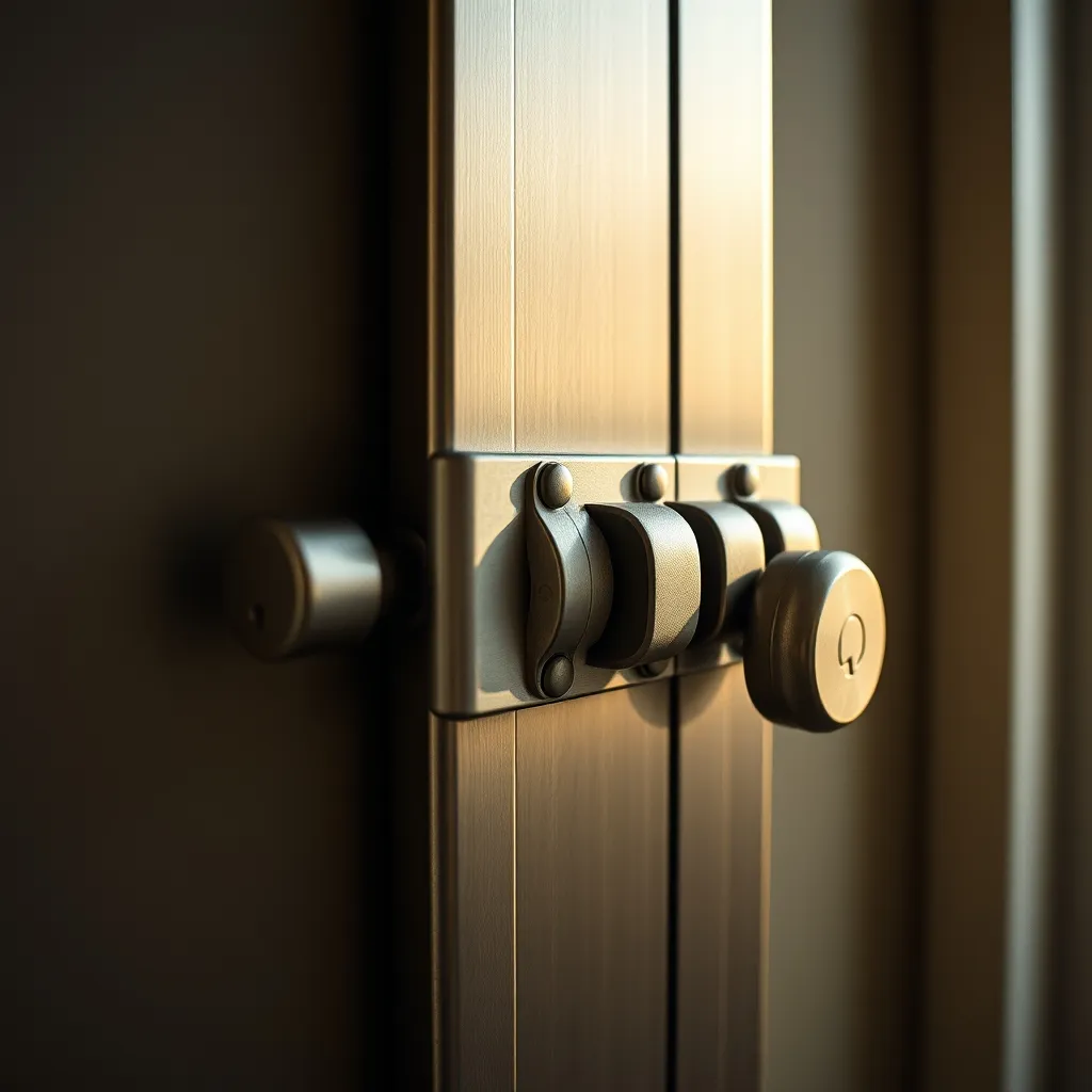 Détail d'une serrure multipoints sur une porte blindée certifiée A2P