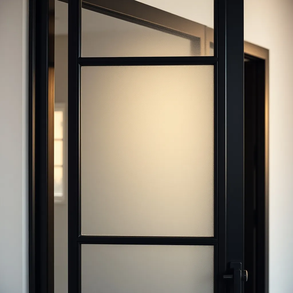 Un vitrage dépoli associé à des traverses noires pour un style atelier contemporain