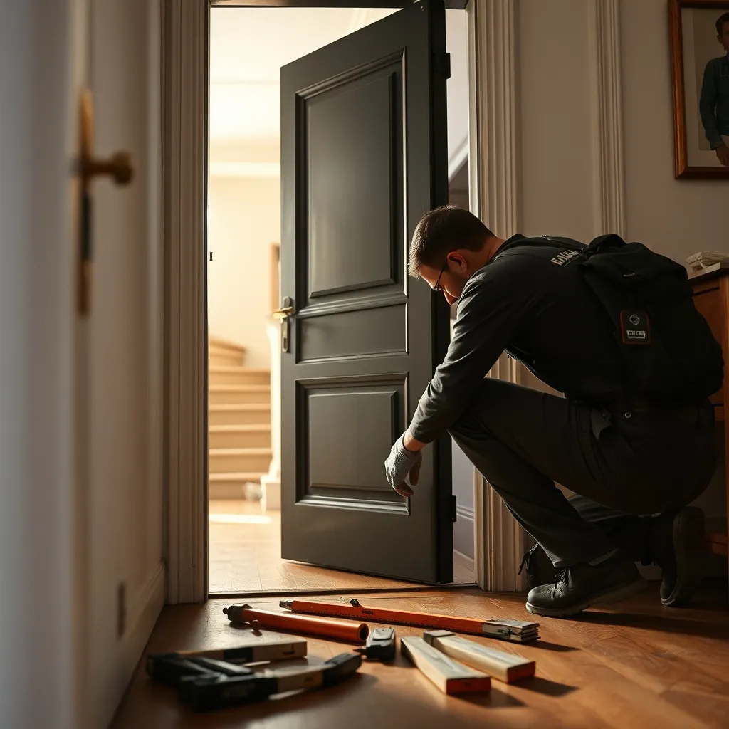 Pose professionnelle d'une porte blindée dans l'entrée d'un appartement