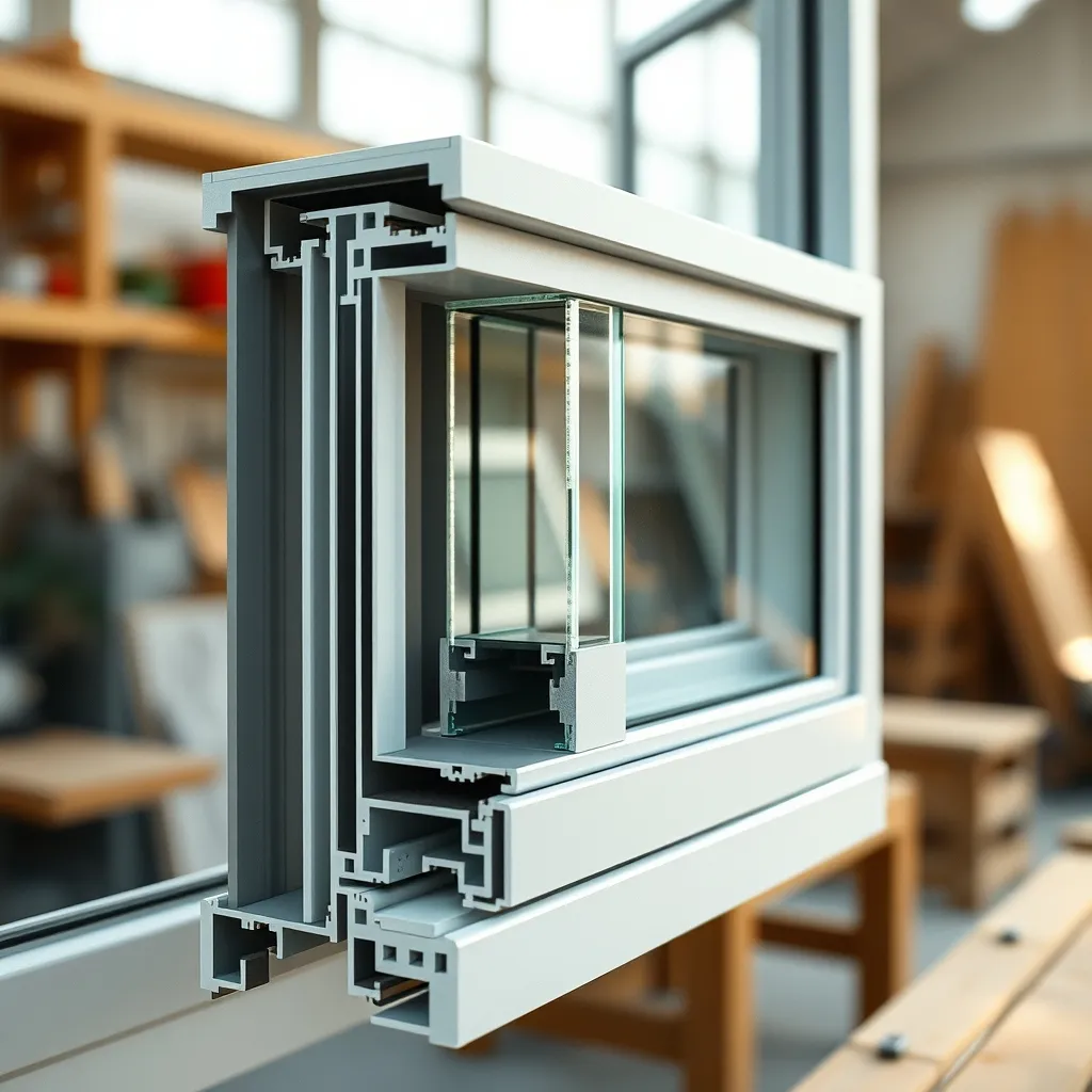 Détail d'un profilé aluminium à rupture de pont thermique avec double vitrage
