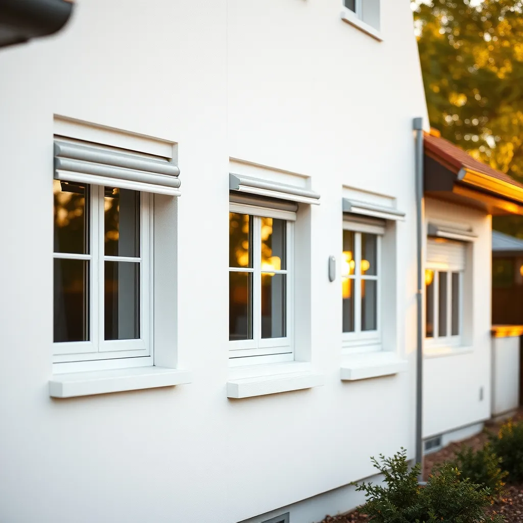 Fenêtres aluminium avec volets roulants intégrés sur façade rénovée