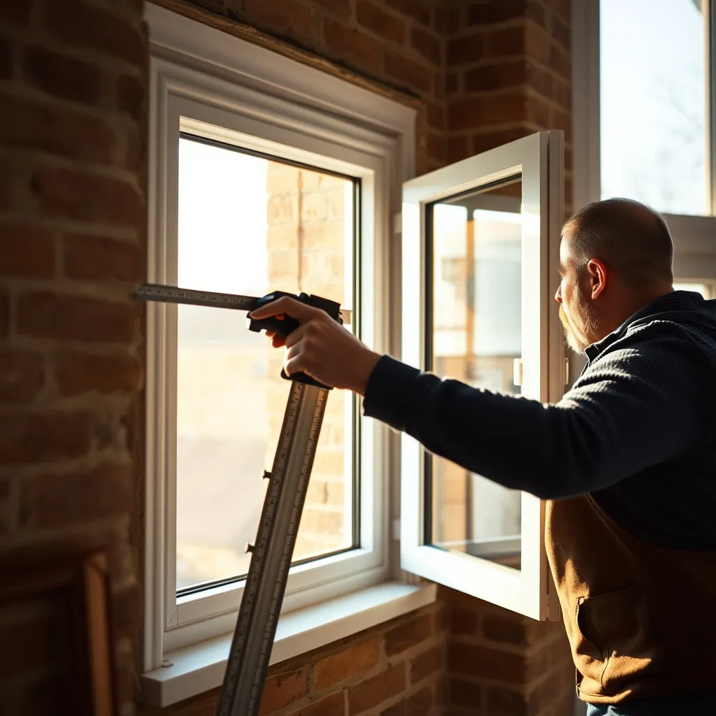 Pose d'une fenêtre triple vitrage lors d'un chantier de rénovation en habitat ancien