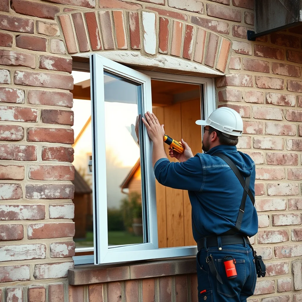 Pose d'une fenêtre triple vitrage phonique en PVC lors d'une rénovation