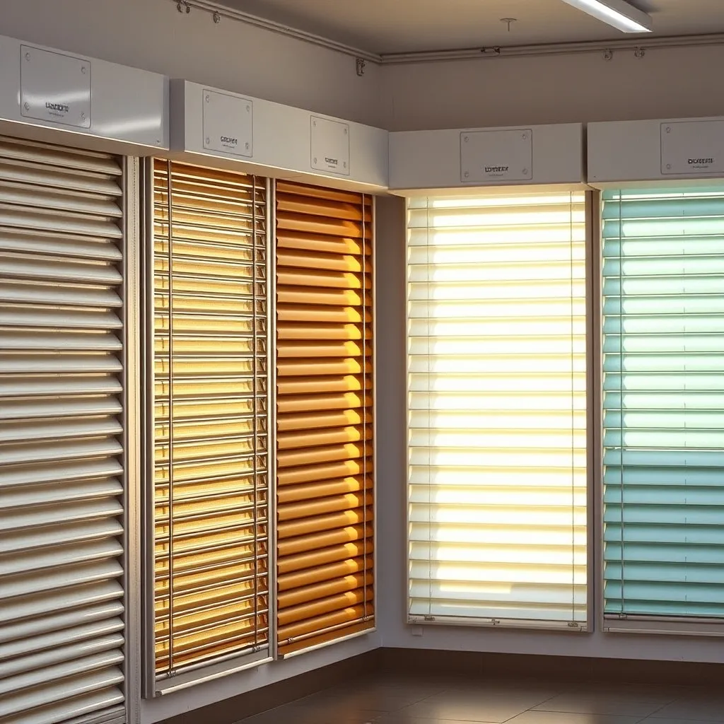 Comparatif visuel de différents modèles de volets roulants PVC solaires en showroom