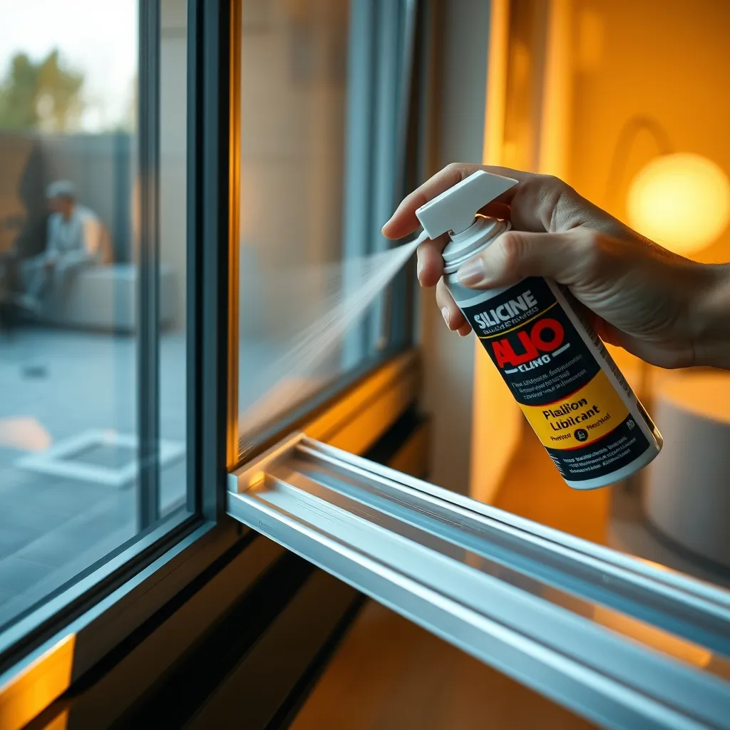 Application de lubrifiant silicone sur le rail de guidage pour un entretien préventif des roulettes