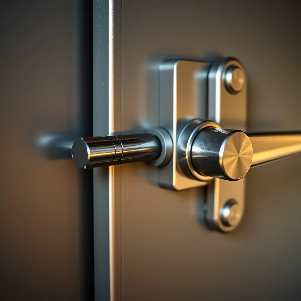 Détail d'une serrure multipoints sur un bloc-porte blindé certifié A2P