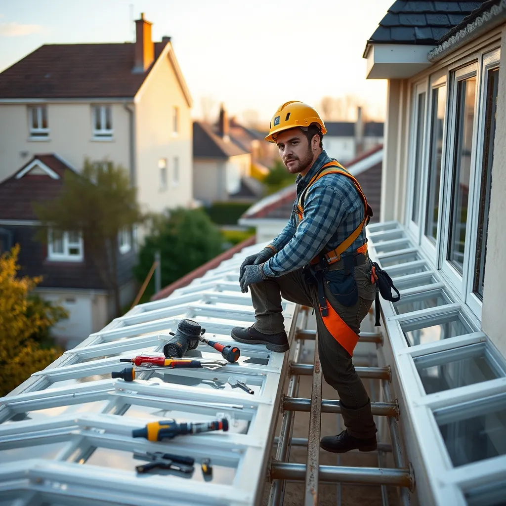 Remplacement de plaques de polycarbonate sur une toiture de véranda