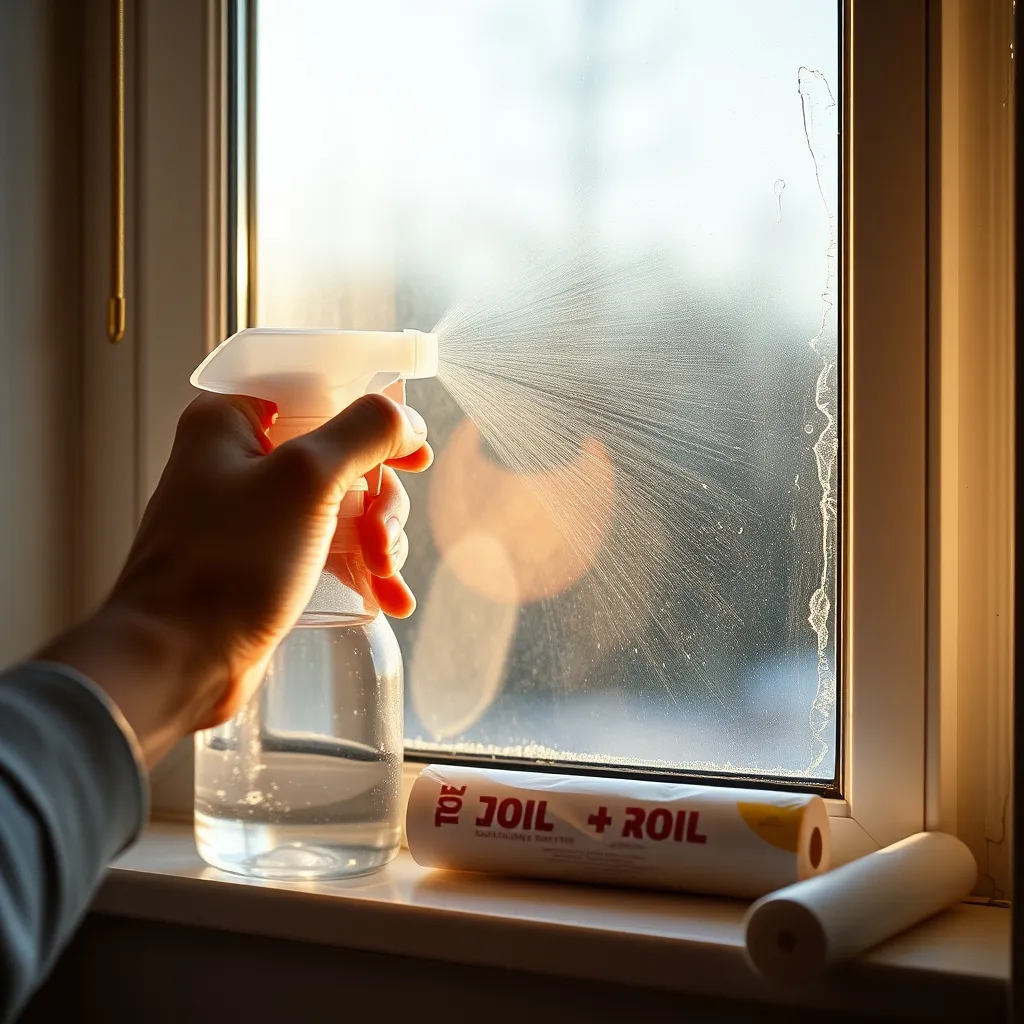 Vaporiser de l'eau savonneuse sur la vitre propre avant d'appliquer le papier aluminium