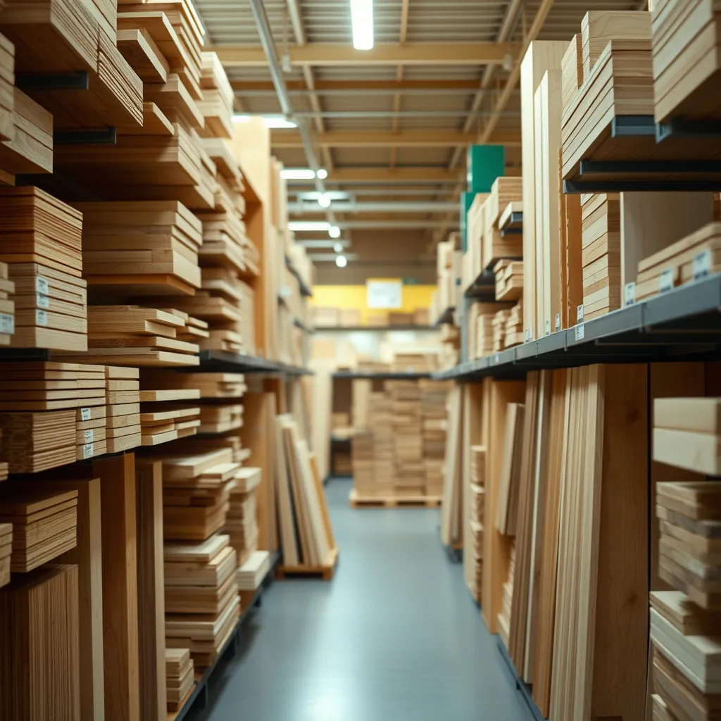 Tasseaux de différentes essences et sections disponibles en magasin de bricolage