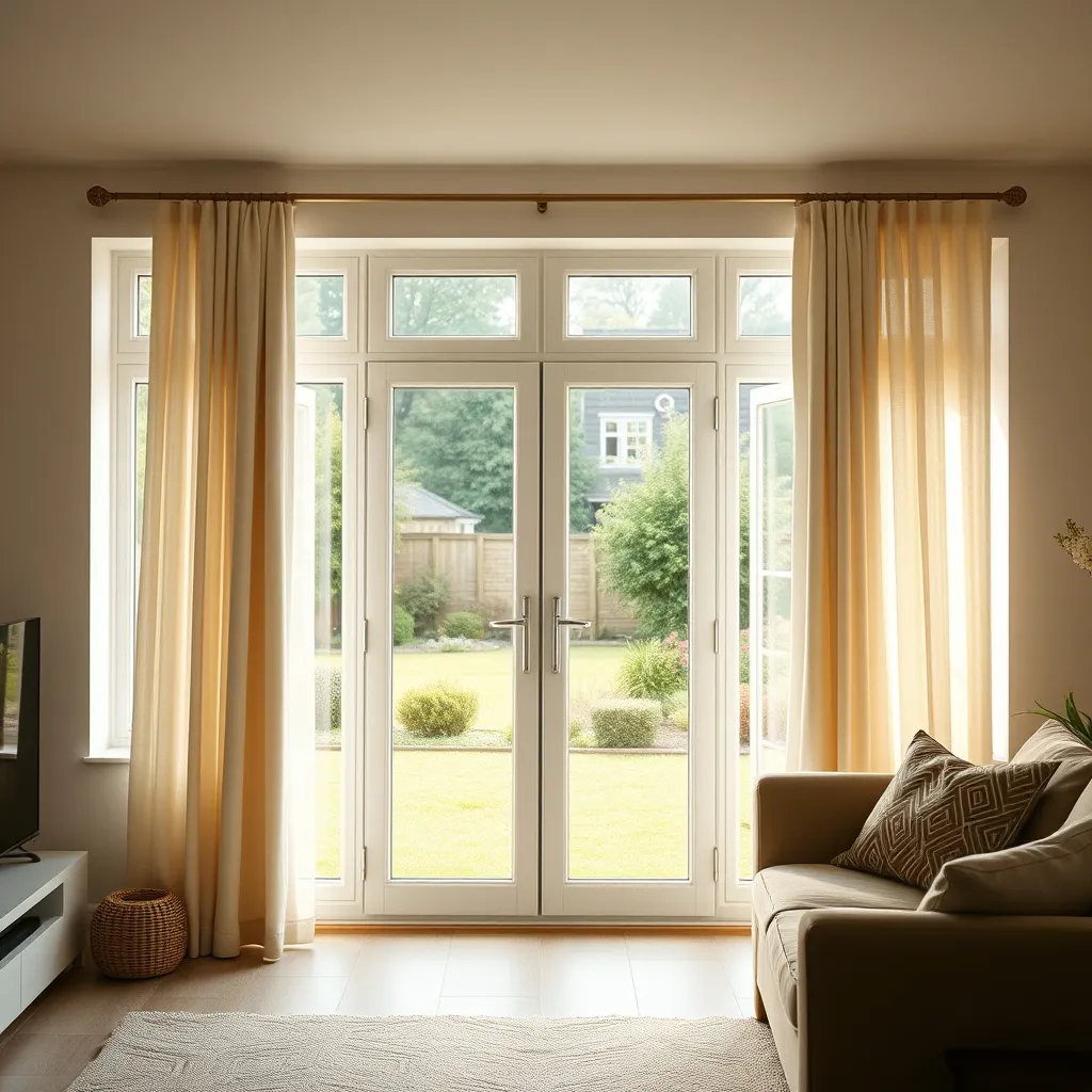 Fenêtre PVC 4 vantaux double vitrage dans un séjour lumineux