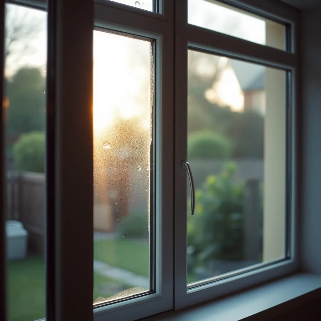 Condensation extérieure sur un double vitrage performant, signe d'une bonne isolation