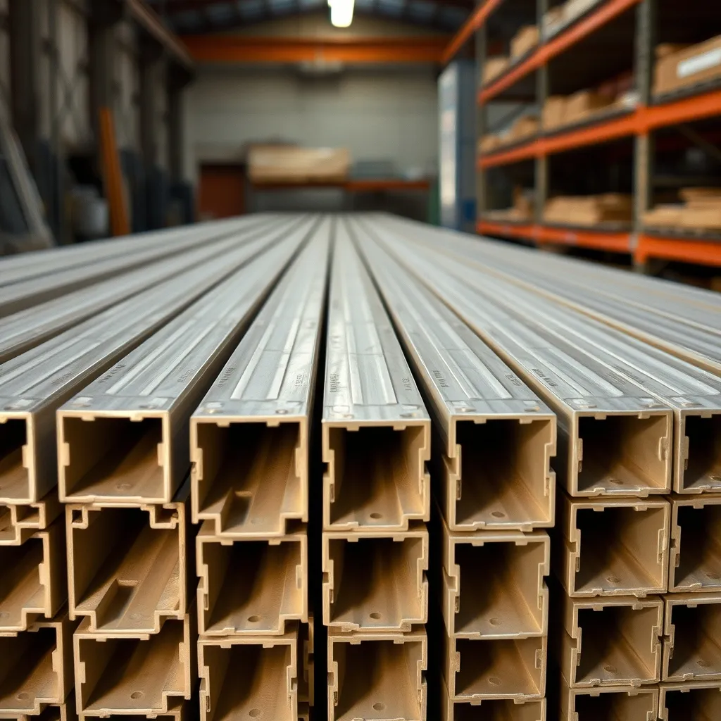 Profilés aluminium extrudés montrant les chambres internes pour la rupture de pont thermique