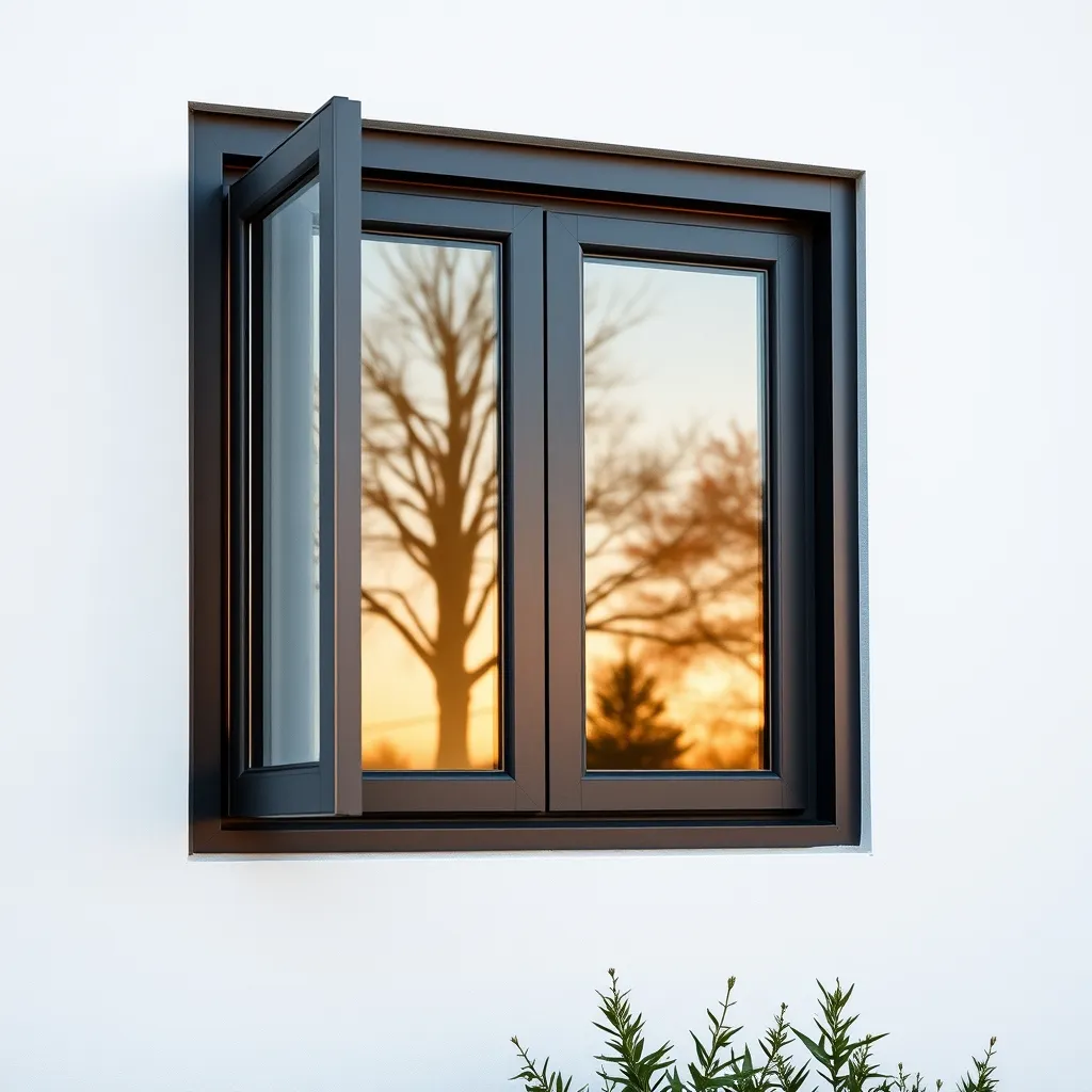 Fenêtre aluminium deux vantaux coloris anthracite installée sur façade contemporaine