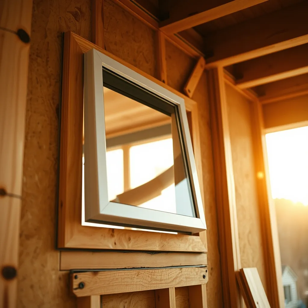 Pose en applique d'une fenêtre mixte bois-aluminium sur mur à ossature bois