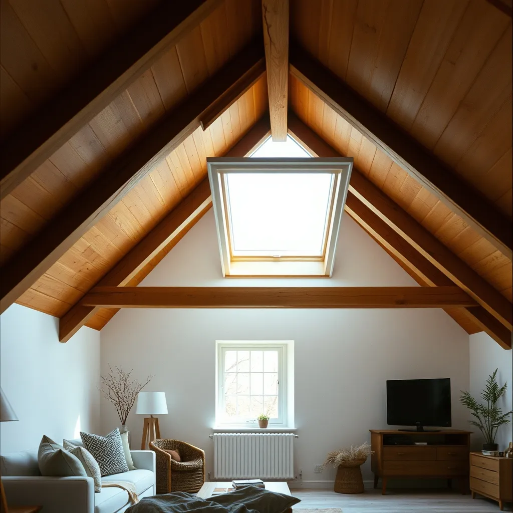 Fenêtre de toit installée dans des combles aménagés avec lumière naturelle