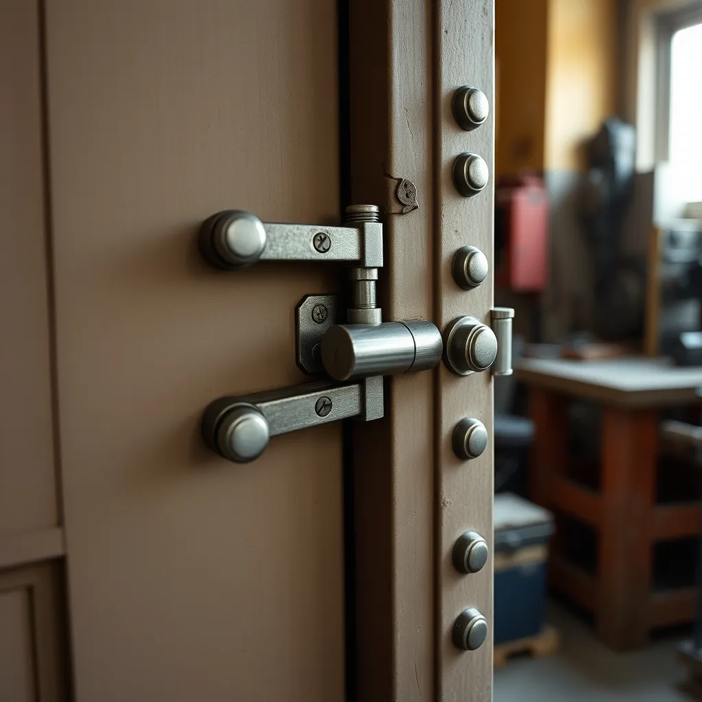 Serrure multipoints d'une porte blindée avec pênes en acier engagés dans le dormant
