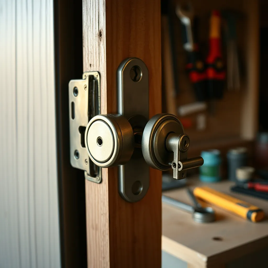 Serrure multipoints installée sur le chant d'une porte avec pênes sortis