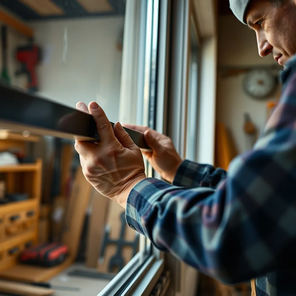 Pose d'un joint EPDM neuf sur le profilé d'une fenêtre aluminium