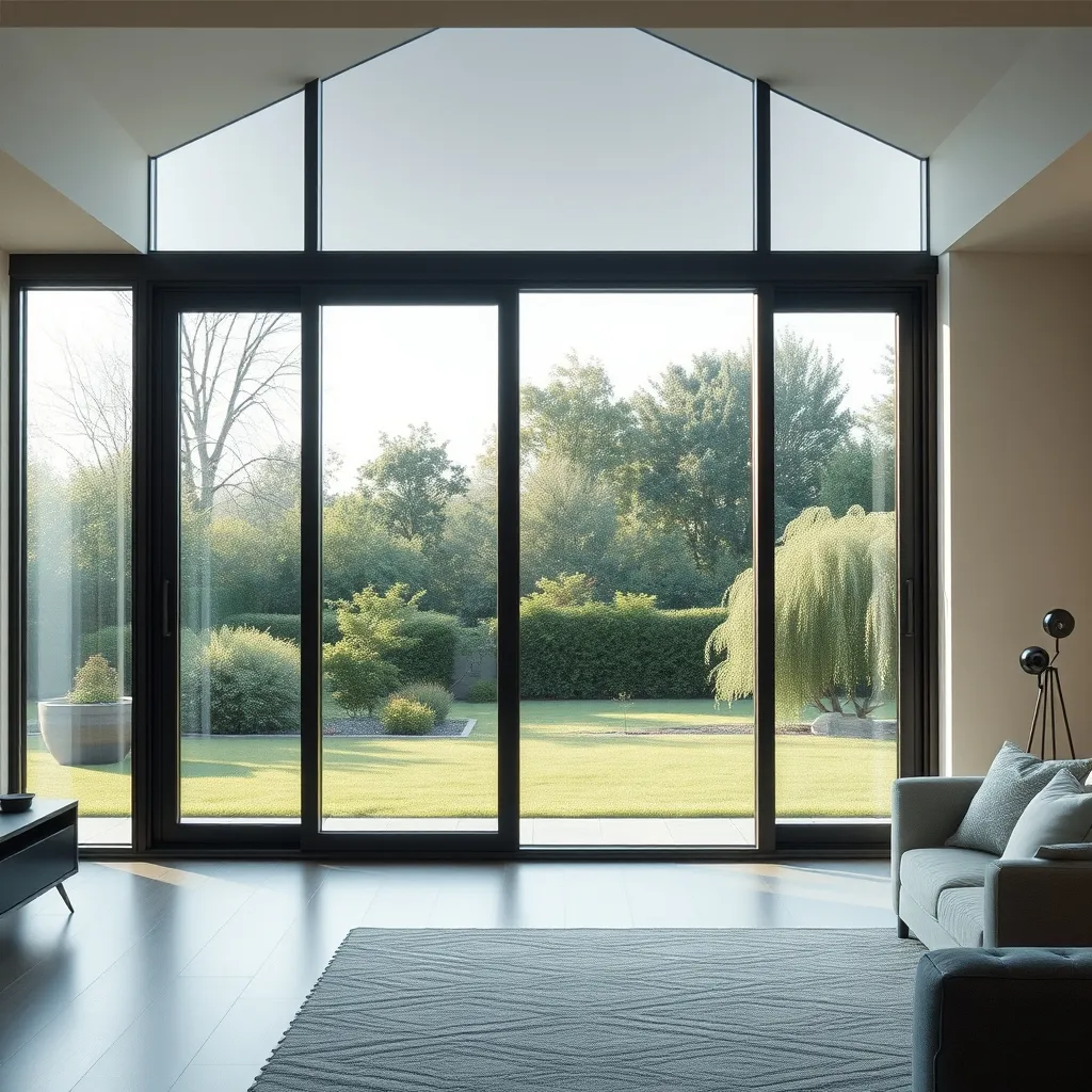 Baie coulissante aluminium dans un séjour contemporain : profilés fins et luminosité maximale