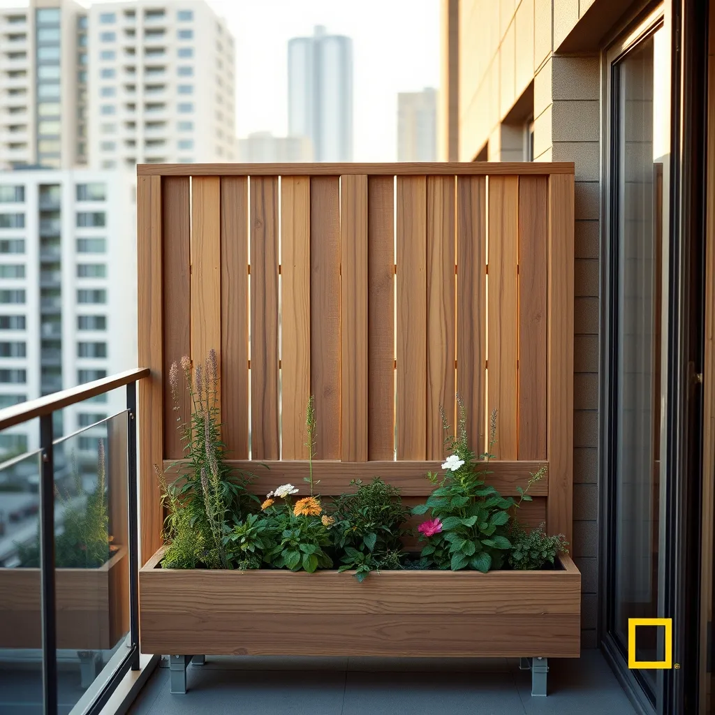 Claustra avec jardinière intégrée sur un balcon, une solution sans perçage au sol