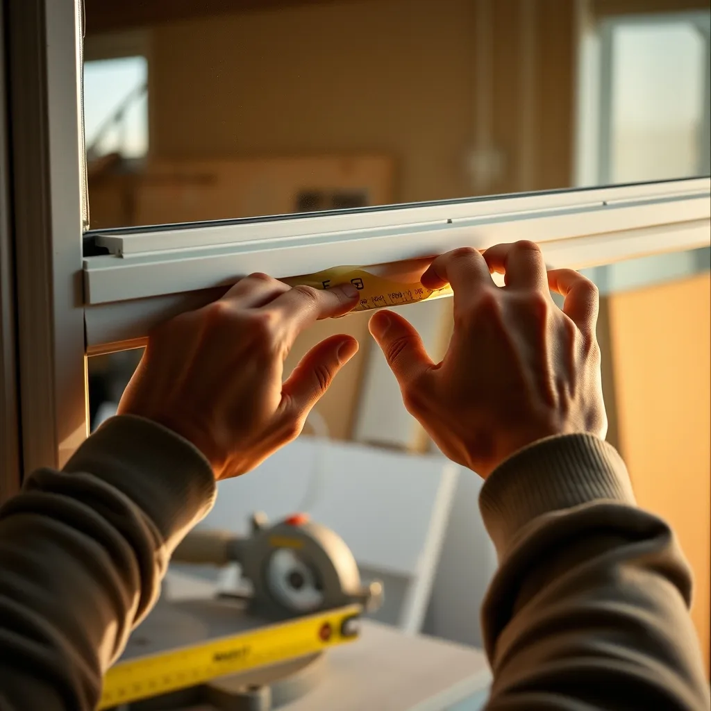 Pose d'un petit bois PVC collé sur le vitrage à l'aide d'un adhésif double face