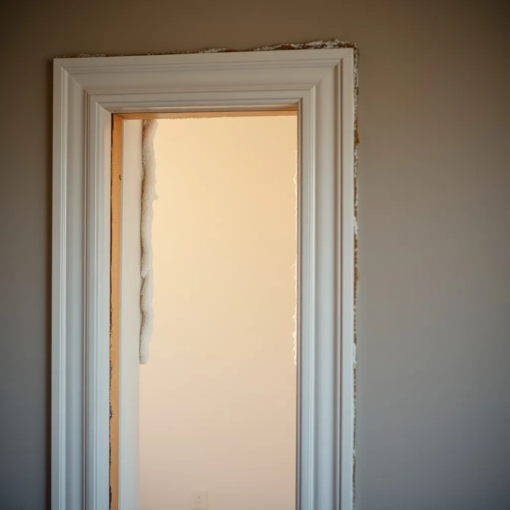 Pose d'un dormant de porte avec calage et mousse expansive en rénovation