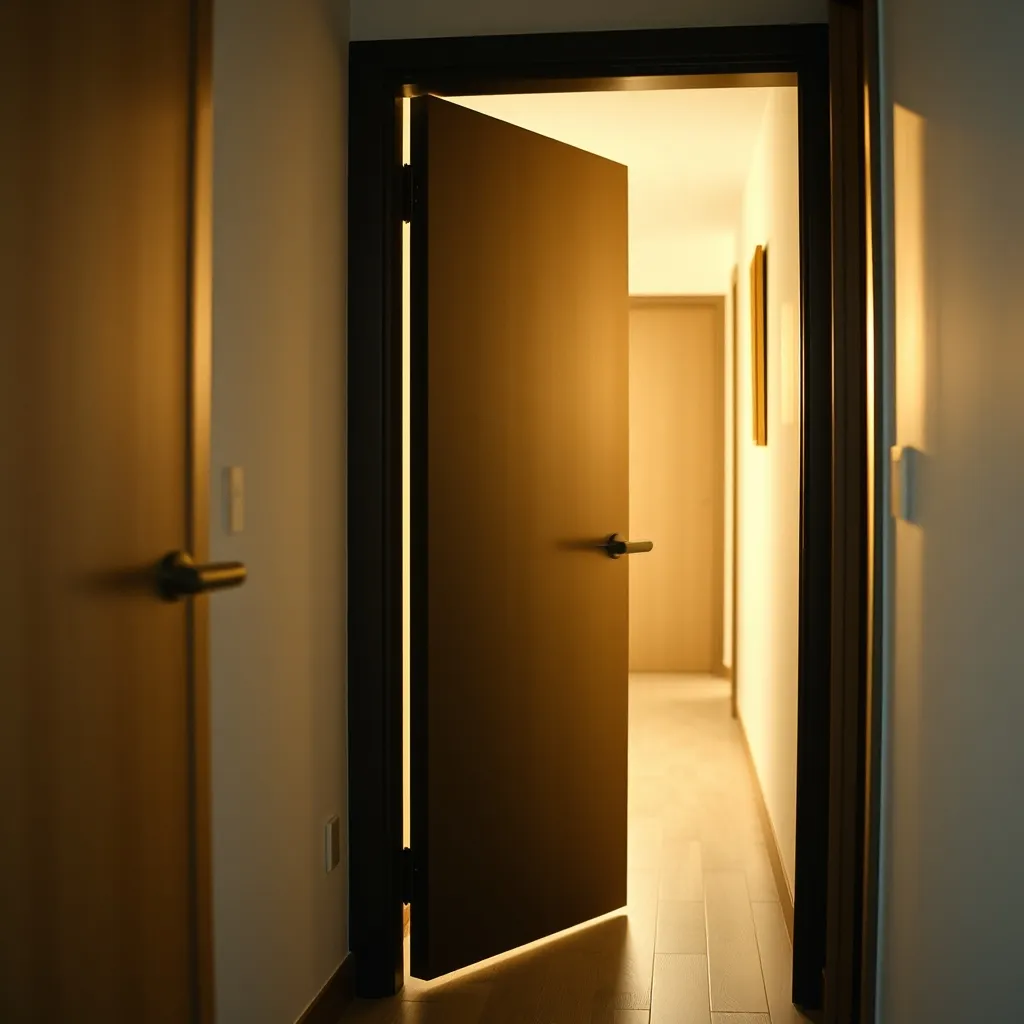 Porte d'entrée blindée avec cornières anti-pinces et serrure cinq points vue depuis l'intérieur