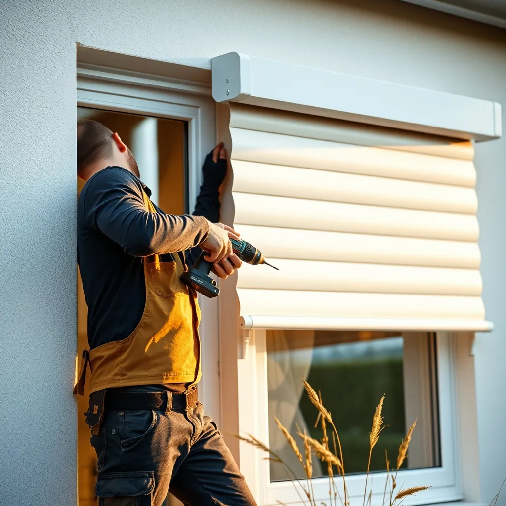 Pose d'un volet roulant PVC blanc sur une fenêtre standard par un professionnel