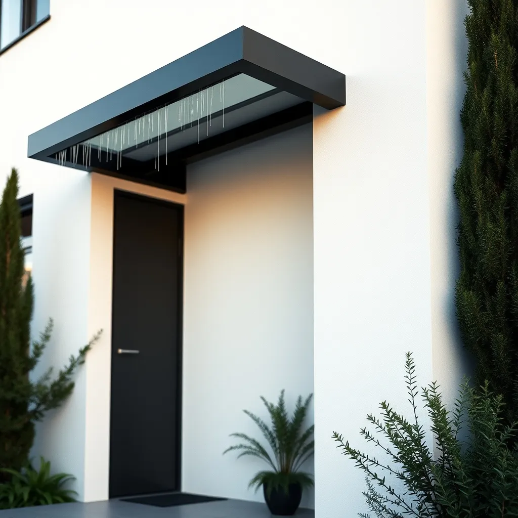 Casquette aluminium contemporaine sur une façade moderne aux lignes épurées