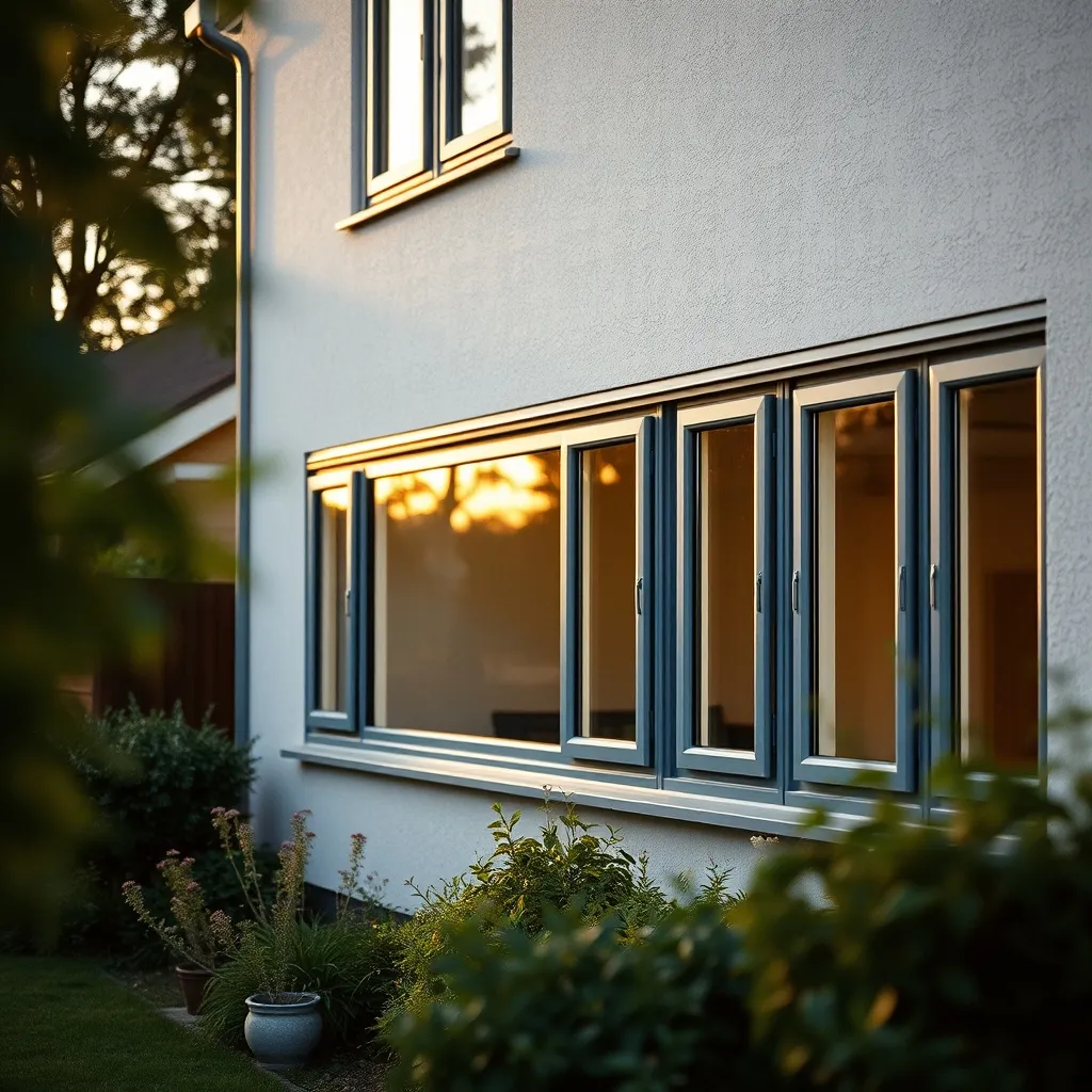 Façade rénovée avec des fenêtres PVC gris anthracite fraîchement posées