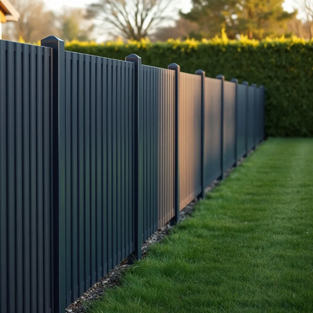 Claustra aluminium thermolaqué gris anthracite en limite de jardin
