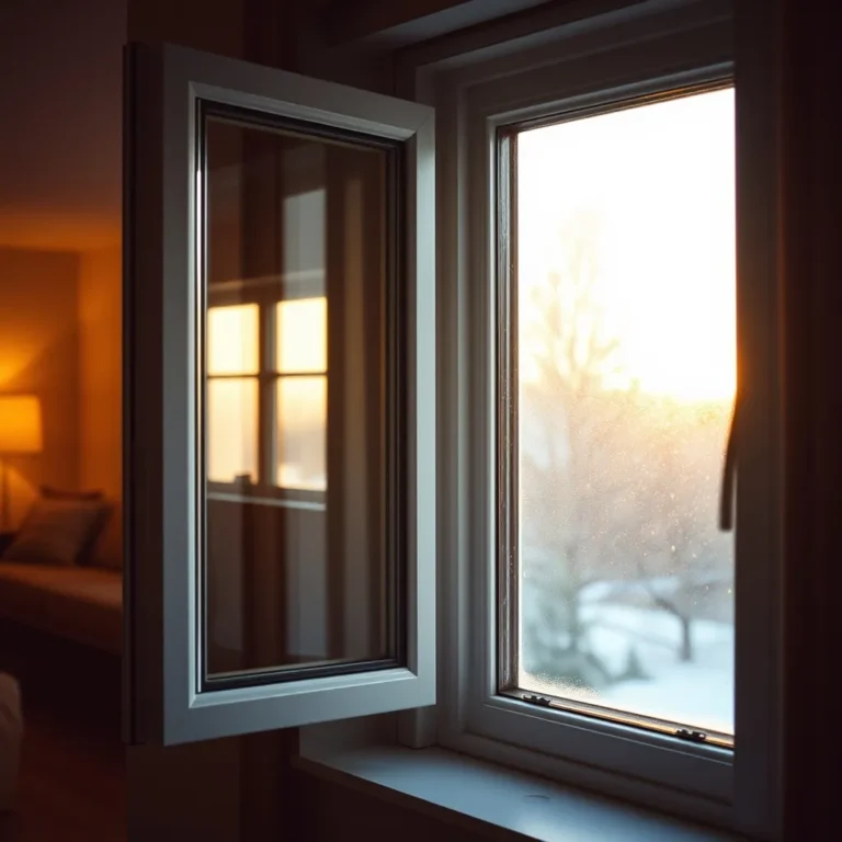 Fenêtre PVC double vitrage vue depuis l'intérieur d'un salon lumineux