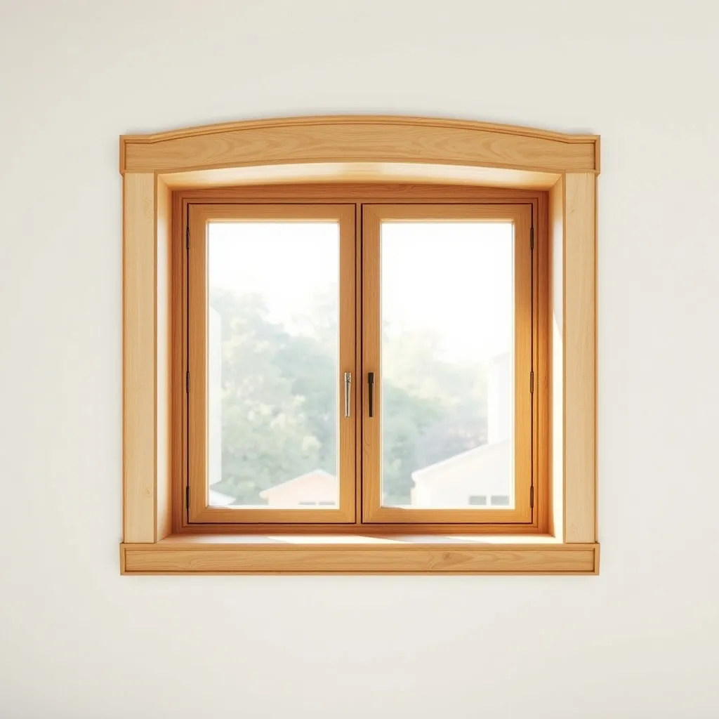 Habillage intérieur en bois avec chambranle mouluré autour d'une fenêtre double vitrage