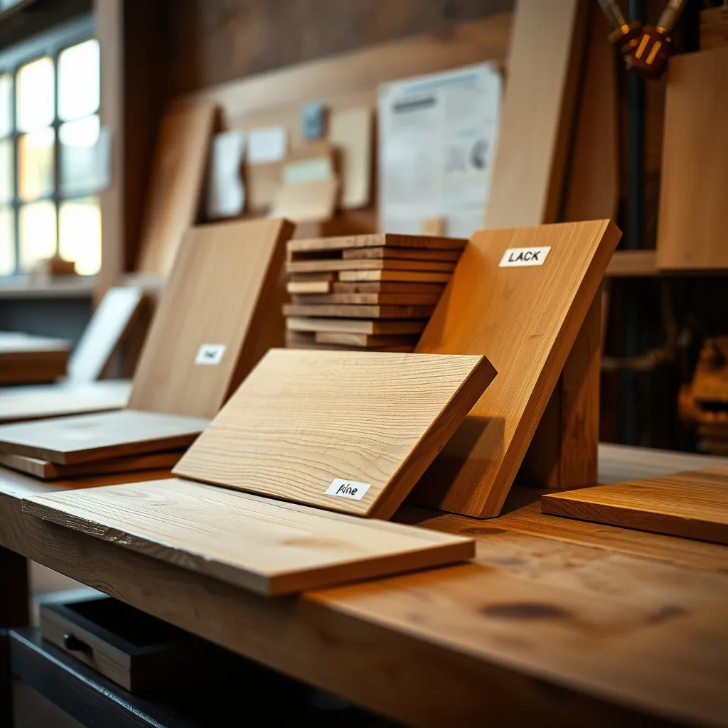 Échantillons de différentes essences de bois utilisées en menuiserie à Marseille
